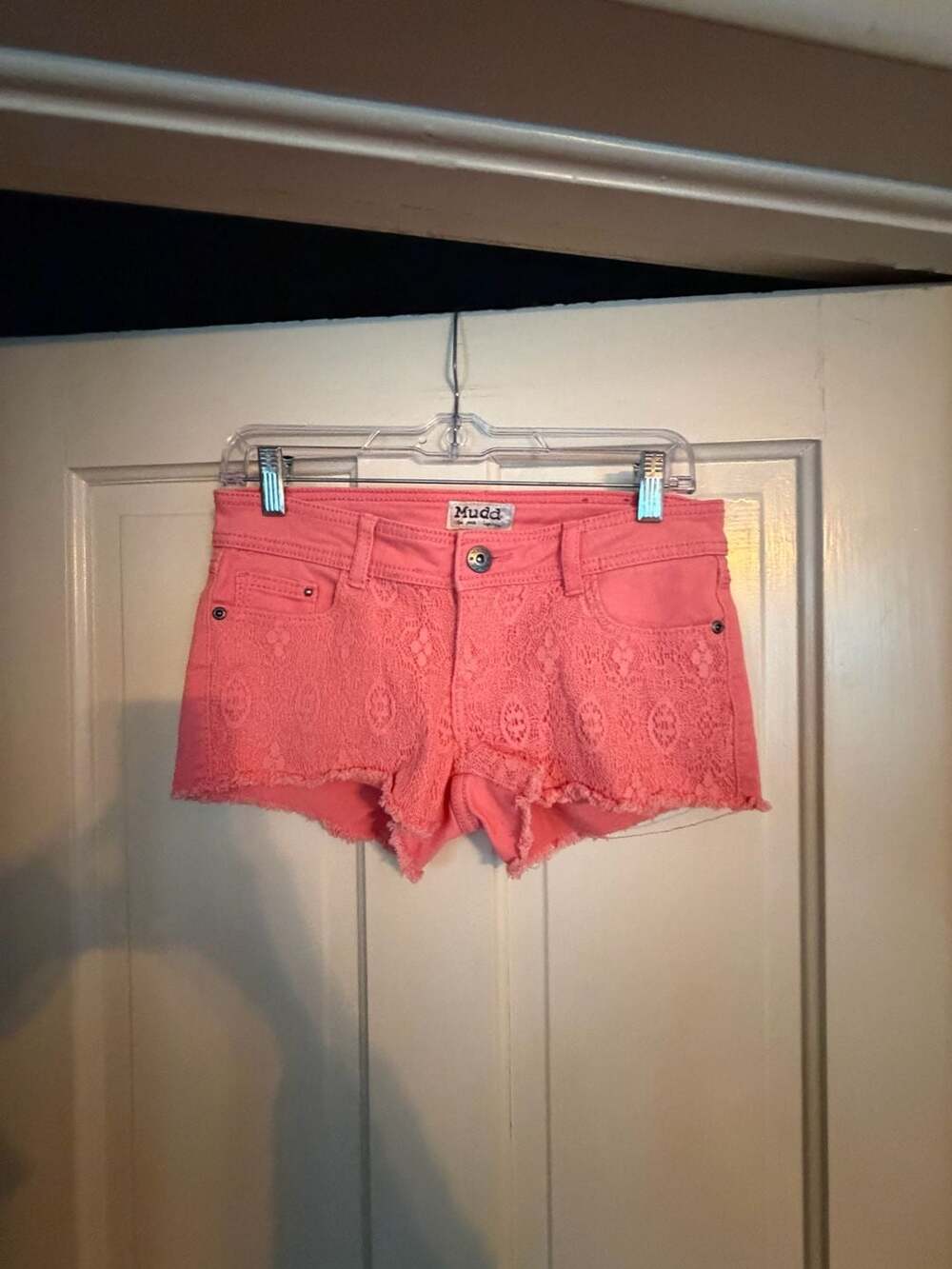 Mudd Lace Cutoff Micro Denim Shorts Size 3 Pink